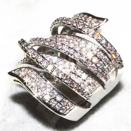 choucong проложить 170ПК камня 5А Циркон камень 10kt белое золото заполненные обручальное кольцо для женщин, для SZ 5-11 подарок