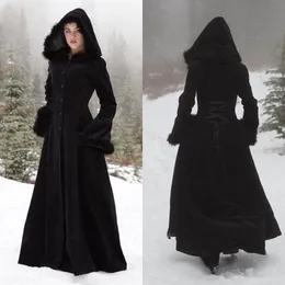2018 New Fur Hallowmas Hooded Cloaks Winter Wedding Capes Wicca Robe Warm Coats Bride Jacket Christmas Black Events Accessories
