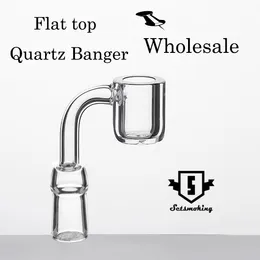 4mm plano plano de quartzo Banger Domeless Quartz Prego Acessórios para fumo 10mm 14mm 18mm Masculino Masculino 90 graus 100% Real Unhas Atacado SKGA643