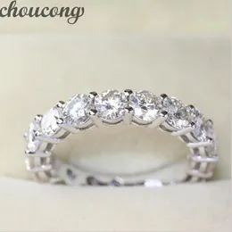 Choucong Fashion Women Band 925 Sterling Silver Ring Round 4mm Diamond Engagement Wedding Band Pierścienie dla kobiet prezent