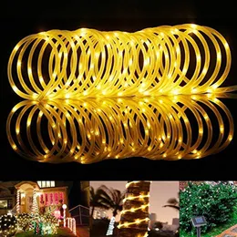 Solar Tube String Light 7m 12m 100led Wodoodporna Miedź Drut String Lampa Dla Ogrodu Zewnątrz Boże Narodzenie Wedding Party Tree Xmas Dekoracja