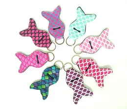 Wholesale Mermaid Tail Chapstick Holder Keychain Neoprene Chapstick Wrap Gifts Free Shipping SN1242