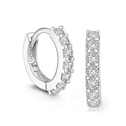 whole saleSilver one-row Crystal Rhinestone Hoop Earrings For Women Bijoux Ear Cuff Accessory Wedding Earing Best Gift