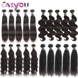 9a brasilianische jungfräuliche Erweiterungen 10 Bündel Weben Bündel Silky Straight Body Deep Water Wave Kinky Curly Human Hair Schuss