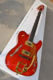 Neuankömmling JAZZ Semi Hollow RED 2Pickups E-Gitarre mit Gold-Hardware HEISSER VERKAUF