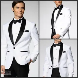 Marca New White Men Smoking Casamento Smoking de Alta Qualidade Smoking Xaile Preto Centro de Lapela Homens Blazer 2 Peça Terno (Jaqueta + Calça + Gravata) 2039