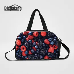 Women's Travel Bags Bolsa Feminina Female Canvas Weekender Handbags Fruit Pattern Medium Organizer Duffle Bag With Shoes Pocket Girls Duffel