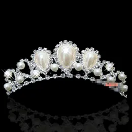 W magazynie tanie piękne eleganckie mitacja perłowa rhinestone InLay Crown Tiara Wedding Wear Bride's Hair Crowns for Prom Party 225B