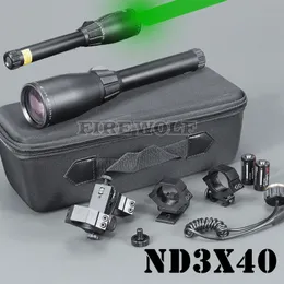 Green Laser Genetics ND40 ND3 x40 Puntatore designatore laser a lunga distanza con supporti ad anello per la caccia