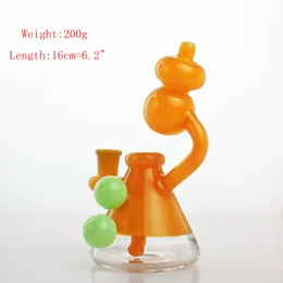 Gold Glass bong with 14mm female joint 200g weight yellow color Hookahs individual waterpipe 14.5mm bowl tall 16cm