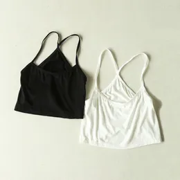 KLV Kobiety Crop Top Camisole Summer Sexy Slim Bez Rękawów Spaghetti Pasek Bawełniany Tank Top Czarny, Biały Nowy