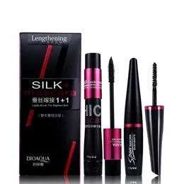 BIOAQUA Brand 2pcs/set Black Mascara Waterproof Silk Fiber Volume Double Effect Long Lasting Lengthening Curling Eyes Makeup