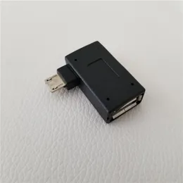 Adaptador Micro USB a USB tipo A de ángulo izquierdo de 90 grados, conector convertidor OTG macho a hembra