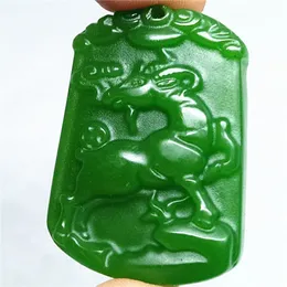 Натуральный зеленый нефритовый кулон ожерелье амулет счастливчик овец китайский зодиак коллекция летних украшений натуральный камень ручной гравировки