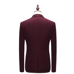 Blazers 3 peça terno masculino novo 2018 de alta qualidade masculino formal wear ternos vestido fino ajuste vinho vermelho um botão ternos de casamento para 6xlm