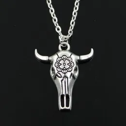 free ship 20pcs/lot Tibetan Silve Vintage Style skull bull Ox head charms Necklace DIY