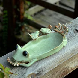 creative ceramic frog dried fruit candy Dessert plate Soap dish crafts home decor wedding decoration animal figurines bird vase