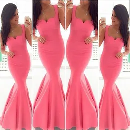 Bridesmaid Dresses Hot Saling Fashion Popular Sweetheart Sexy Mermaid Pink Satin Cheap 2019 Prom Evening Dress Maid of Honor Prom Gowns M3