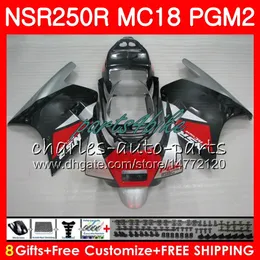 본체 HONDA NSR 250 R 용 MC18 PGM2 NSR 250R NS250 NSR250R 88 89 78HM.26 MC16 NSR250 R RR NSR250RR 1988 1989 88 89 페어링 키트 블랙 실버