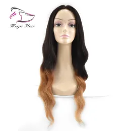 Evermagic 100% unprocessed human hair full lace wigs lace front wigs for black women 8A body wave color 1bT30# Brazilian virgin hair