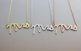 Mrs Wedding gift Pendant Necklace--12pcs/lot ( 3 Colors Free Collocation )--Gold and Silver and Rose Gold