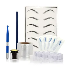 Microblading-Set, 16-teilig, manuelle Stiftnadeln, Augenbrauenpaste, Pro-Augenbrauen-Tattoo für Permanent-Make-up, Tattoo-Augenbrauen-Kits