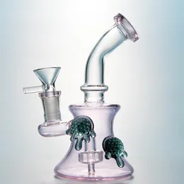 Heady Glass Bong Hookahs Mini Dab Riggar Glas Vattenrör Blå Svart Rosa Vattenrör Rökning Vatten Bongs Duschhuvud 14mm Joint Bong HD12