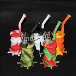 colorful Hookah Silicone Barrel Rigs Mini Dab Bongs Jar Water pipe Silicon Oil Drum Rig DHL