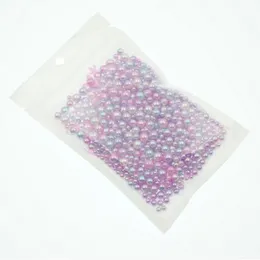 1000 sztuk / partia Mix Rozmiar Pełny Okrąg Faux Pearl Mermaid Gradient Kolor Zmiana Ozdoby Ball No Hole 3D Nail Art Manicure Crafts