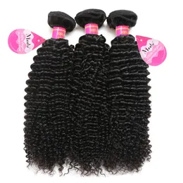 8a Brasilianskt lockigt hår 3 buntar Obehandlat Virgin Afro Kinkys Curly Human Hair Extensions Naturlig Färg Gratis Frakt