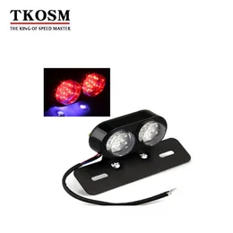 TKOSM Motorcycle Taillight Turn Signal Double LED Type Motorbike Accessories Rear Stop Lamp Brake Light Cool Black Plate Frame Lamp