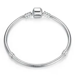 (W magazynie) Fabryka Hurtownia 925 Sterling Silver Bransoletki 3mm Wąż Łańcuch Fit Pandora Charm Koralik Bransoletka Biżuteria Prezent Dla Kobiet Mężczyzn