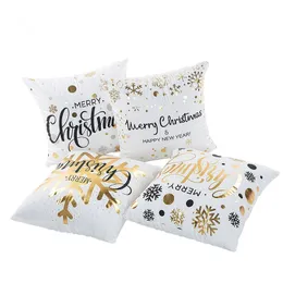 Merry Christmas Cushion Cover Gold Soft Cute Throw Pillow Cover Sofa Seat Decorative Sofa Pillow Case Pillowcase