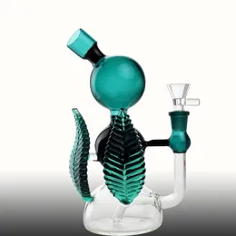 Cute Green Glass Bongs 20cm Tall Arm Tree Perc Hookahs Percolator With Bowl Joint 14.4mm Oil Rigs Glass Bongs Water Pipes