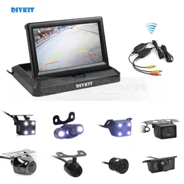 DIYKIT Draadloze 5 inch Opvouwbare Auto Monitor LED/IR Nachtzicht Back-up Achteruitrijcamera Auto Achteruitrijcamera