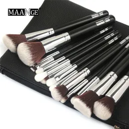 Black Makeup Brush Set 15PCS Professionell Highlight Foundation Powder Eyeshadow Skönhet Kosmetik Verktyg Gör upp borstar Kit med väska