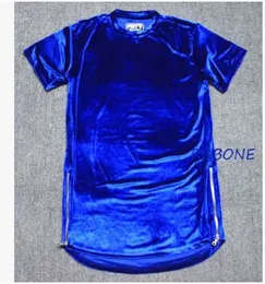 Men's Velvet T-shirt Harajuku Oversized Tee Top Side Zipper