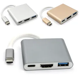 Nowy typ-c do adaptera HDMI 4K @ 60Hz z USB3.0 5 Gbps i USB C 3.1 PD Porty do ładowania MacBook / Chromebook Pixel