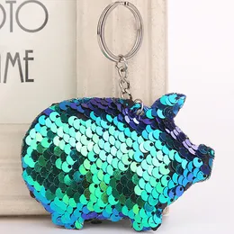 New Fashion Cute Animal Pig Keychain Glitter Paillettes Portachiavi Regali per le donne Llaveros Mujer Car Bag Accessori Portachiavi