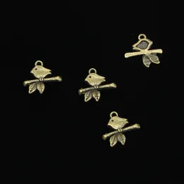 150 Stück Zinklegierung Charms Antik Bronze vergoldet Vogel stehender Ast Charms für Schmuckherstellung DIY handgefertigte Anhänger 17*16mm