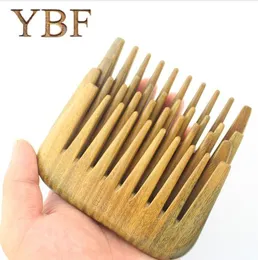 Ybf puro handmade largo madeira pente profissional cuidados de saúde massagem inteira madeira pequena sândalo verde pente