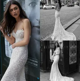 Sexy Julie Vino 2019 Mermaid Full Lace Suknia ślubna Sweetheart Backless Suknie Ślubne Sweep Pociąg Vestido De Novia Suknie Ślubne Niestandardowe