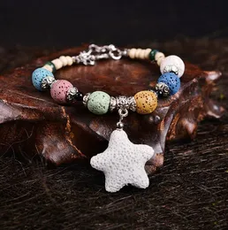 Bohemian Colorized Star Natural Lava Stone Essential Oljediffusor Armband Chromatic Aromthraphy Pärlor Bangle Kvinnor Smycken