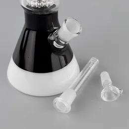 Beaker Bong 14 "Perc Water Pipes Milkyブラックオイルリグのためのガラス管パイプのダウンシステムとガラスボウル付き