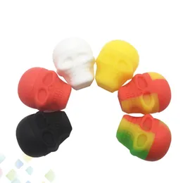 Skull Shape vaxbehållare 3 ml 15 ml non-stick silikonbehållare Box Food Grade Gummitar Dab Tool Holder DHL GRATIS