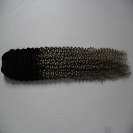 Kinky Kıvırcık 1B Ombre Gri Saç Örgü 10-28 inç 1 Bundle 100% İnsan Saç Dokuma Olmayan Remy Gri Renk Ücretsiz Kargo