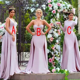 Gemischte Stile Lange Meerjungfrau Brautjungfer Kleider gegen Nacken Schatz Überwachung Applique Perlen Western Braut Hochzeit Gast Maid of Honor Gowns 403