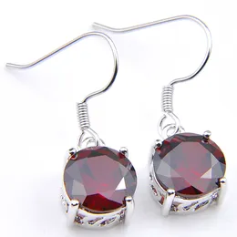 Luckyshine Boże Narodzenie Prezent 925 Sterling Silver Red Garnet Kolczyki Rosja Amerykański Australia Kobiety Kolczyk Darmowa Wysyłka