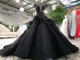 Nuovo arrivo abito da ballo di lusso abiti da sposa neri 2020 corte gotica abiti da sposa vintage non bianchi Pricness lungo treno in rilievo Cap305j