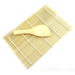 1Pc New Sale Sushi Rolling Roller Mat DIY Maker Bamboo Material and A Rice Paddle